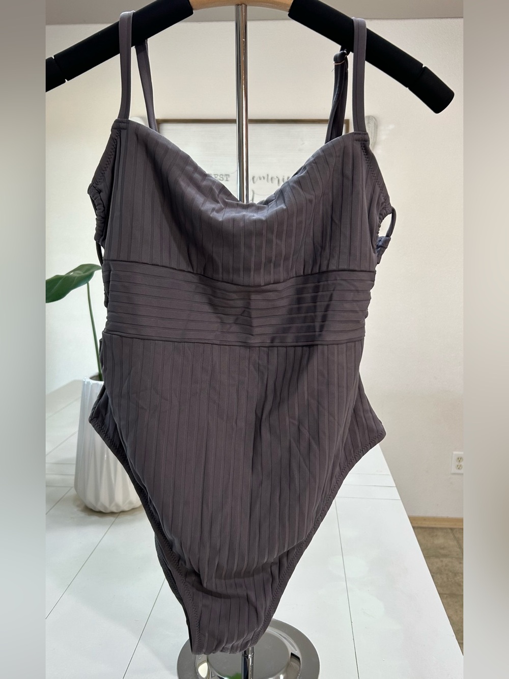 Girls' One-Piece Swimsuit in Charcoal Gray